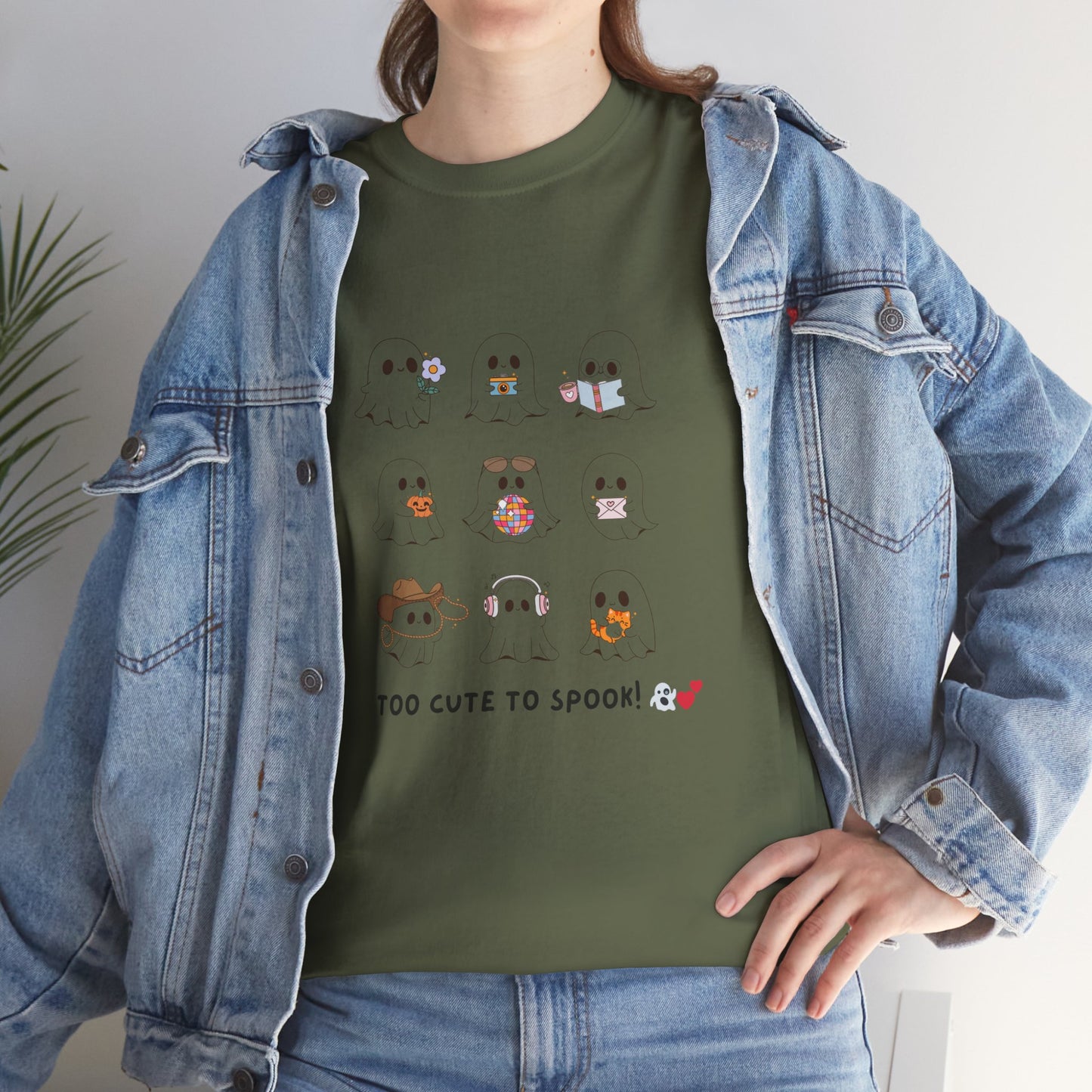 Cute Animal Graphic Tee - "Too Cute to Spook!" Unisex Heavy Cotton T-shirt