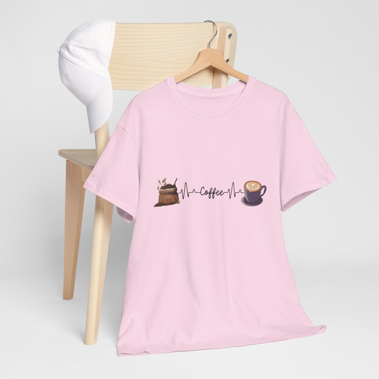 Coffee Lover Unisex Heavy Cotton Tee - Heartbeat Design