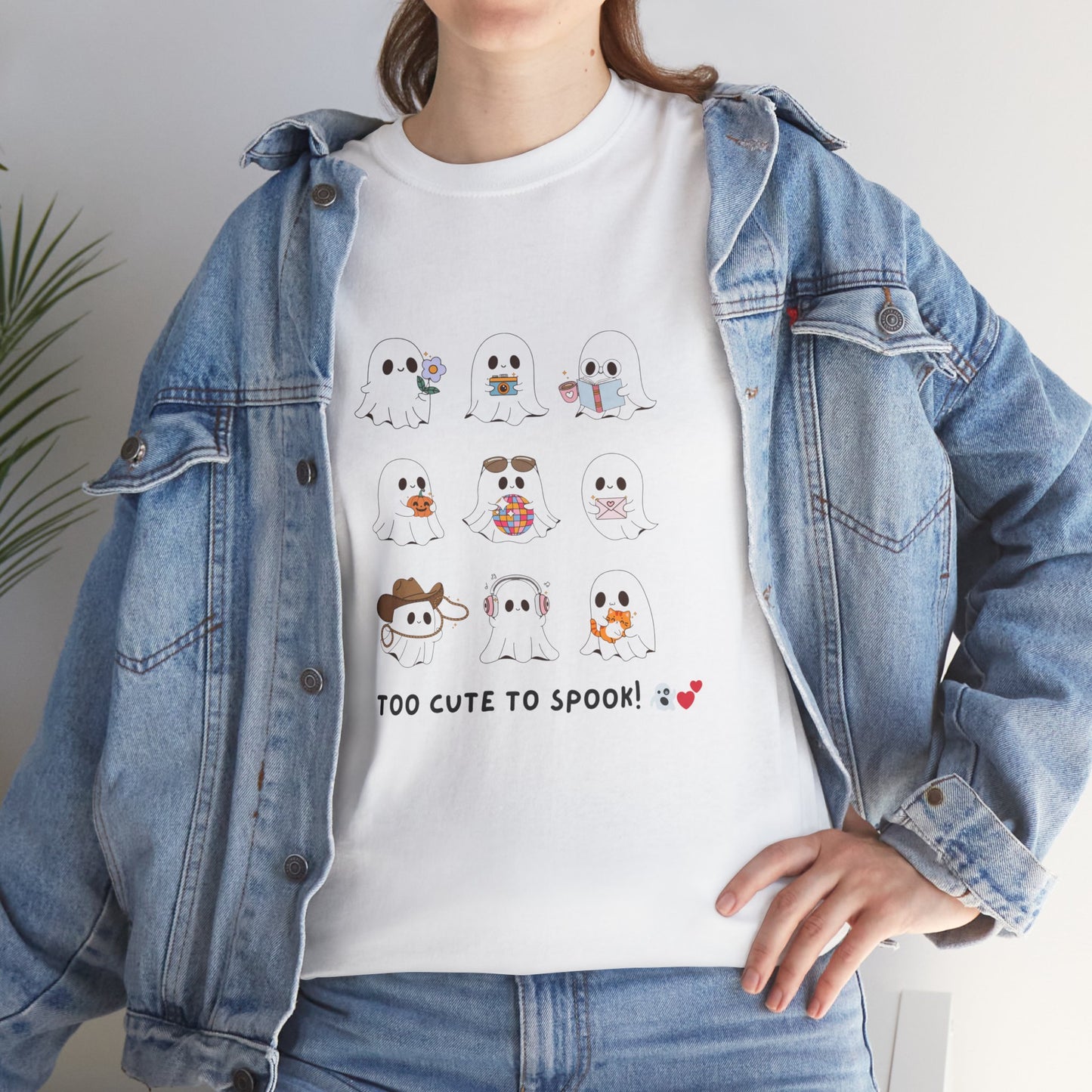 Cute Animal Graphic Tee - "Too Cute to Spook!" Unisex Heavy Cotton T-shirt