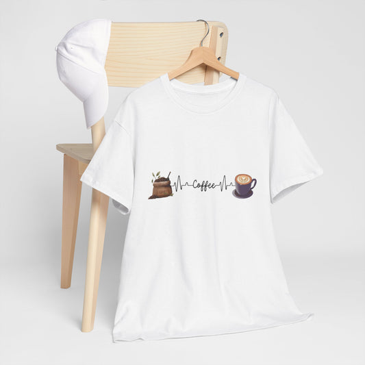 Coffee Lover Unisex Heavy Cotton Tee - Heartbeat Design