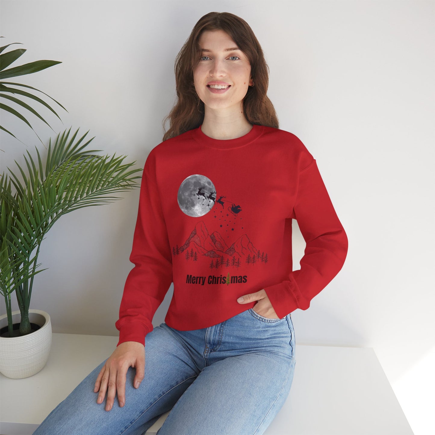 Merry Christmas Mountain Crewneck Sweatshirt