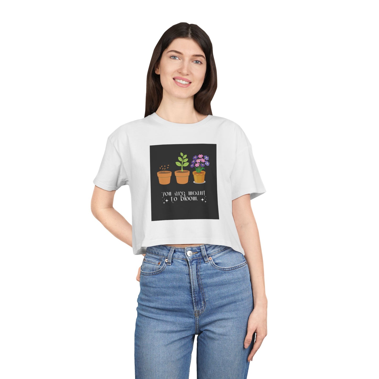 Plant Lover's Women's Crop Tee - "You Grow Bright to Bloom"