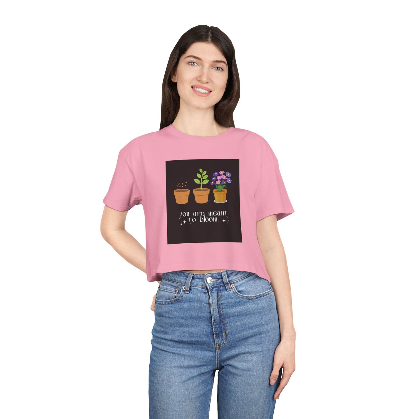 Plant Lover's Women's Crop Tee - "You Grow Bright to Bloom"