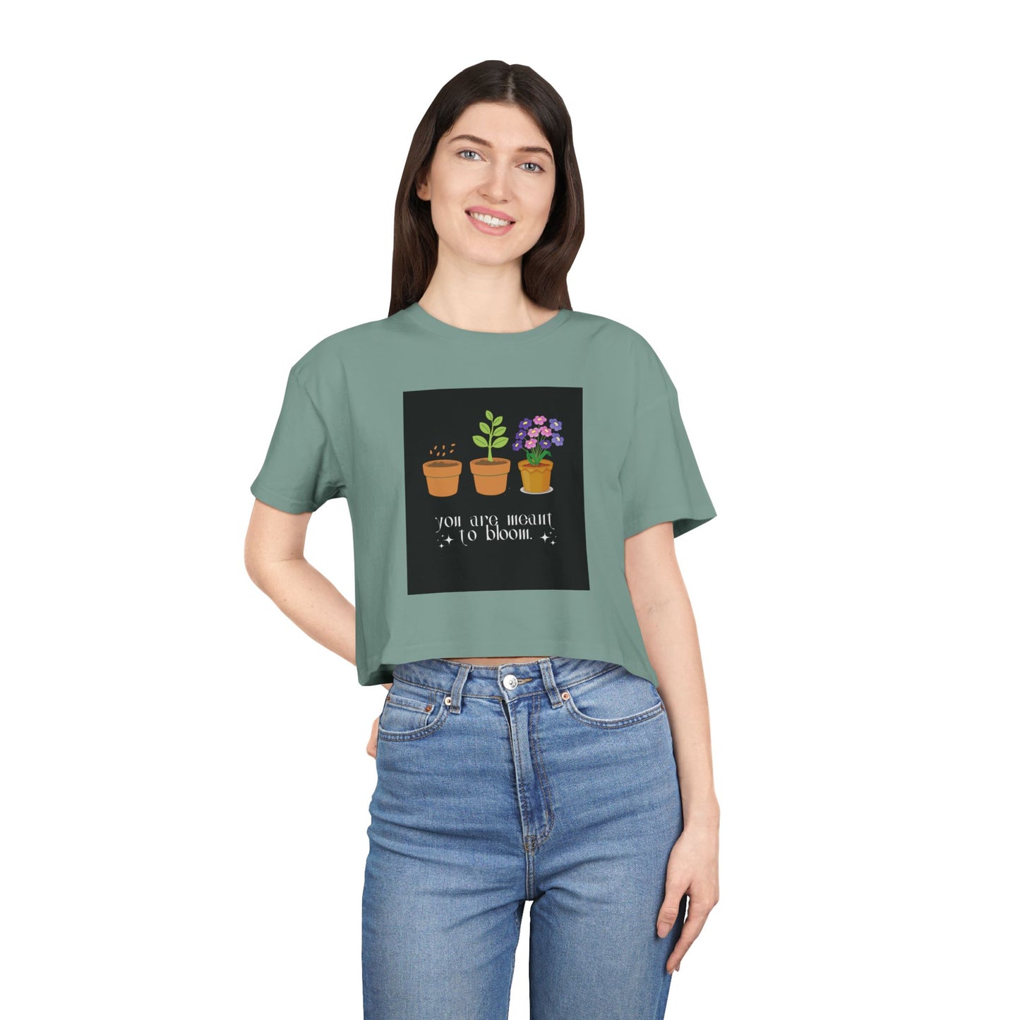 Plant Lover's Women's Crop Tee - "You Grow Bright to Bloom"