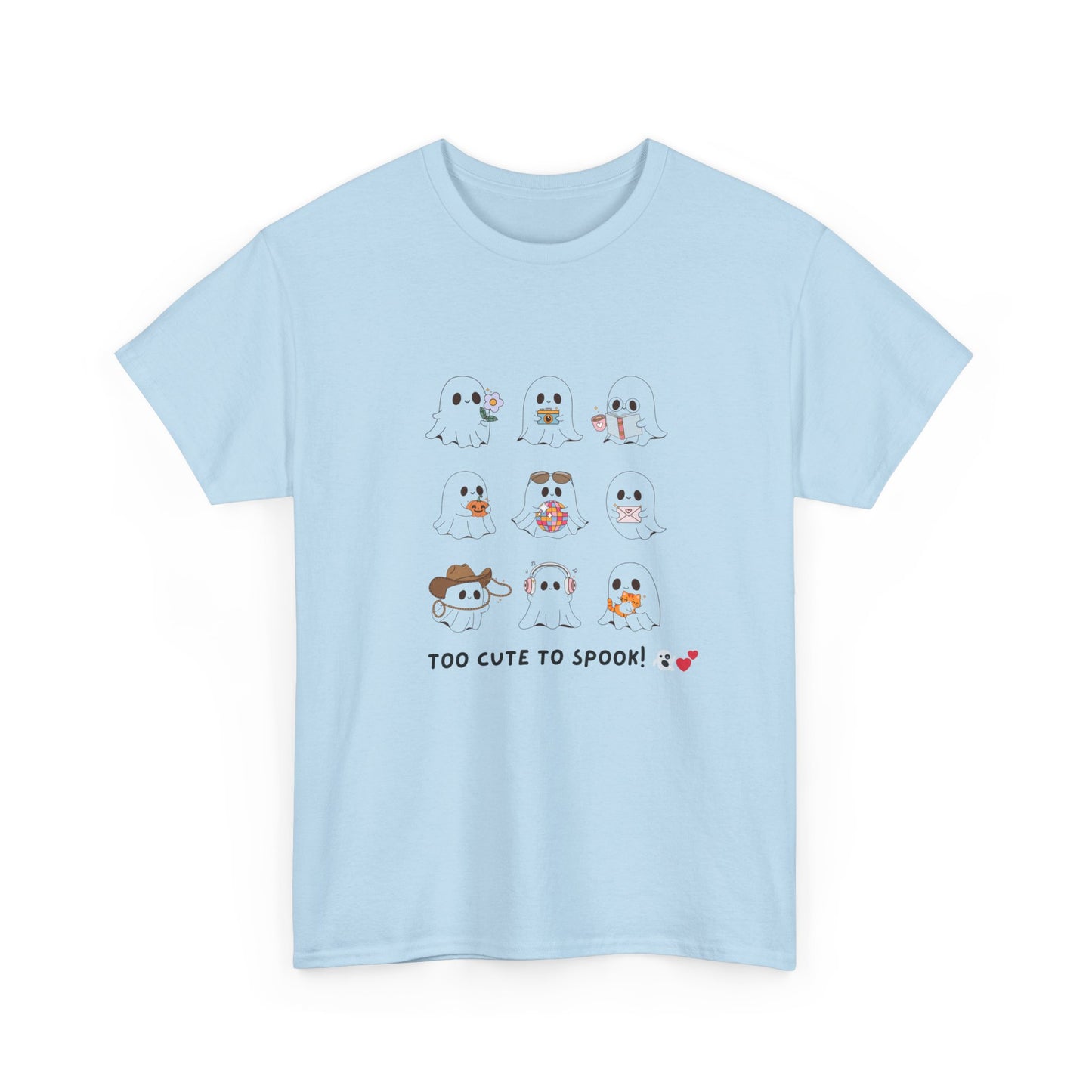 Cute Animal Graphic Tee - "Too Cute to Spook!" Unisex Heavy Cotton T-shirt