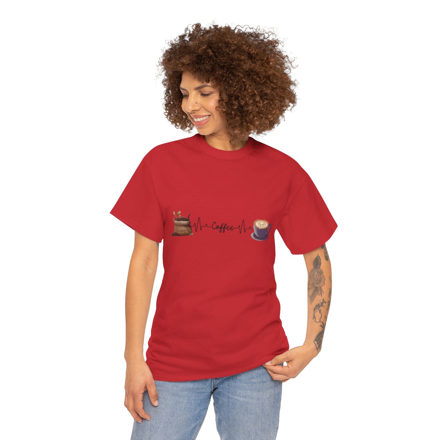 Coffee Lover Unisex Heavy Cotton Tee - Heartbeat Design