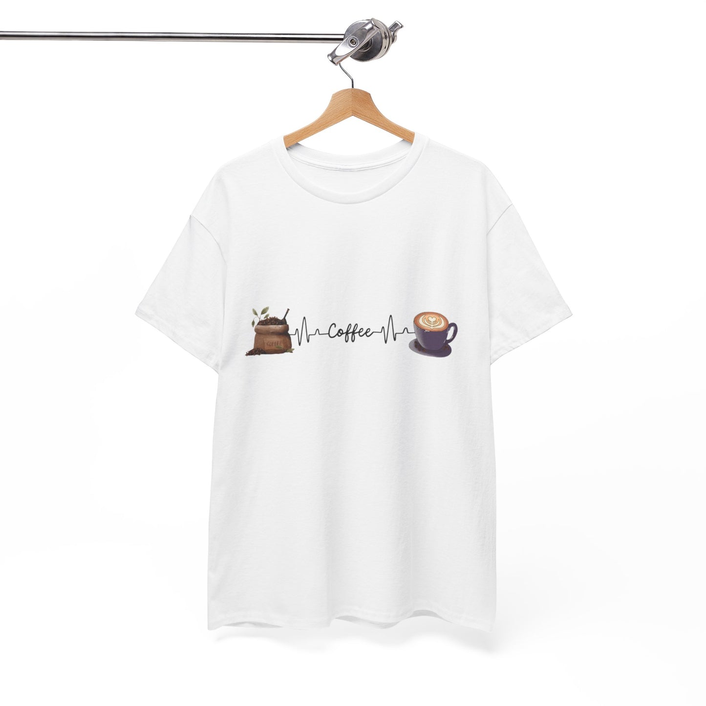 Coffee Lover Unisex Heavy Cotton Tee - Heartbeat Design