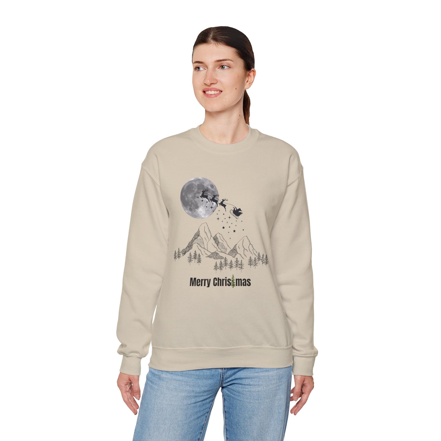 Merry Christmas Mountain Crewneck Sweatshirt