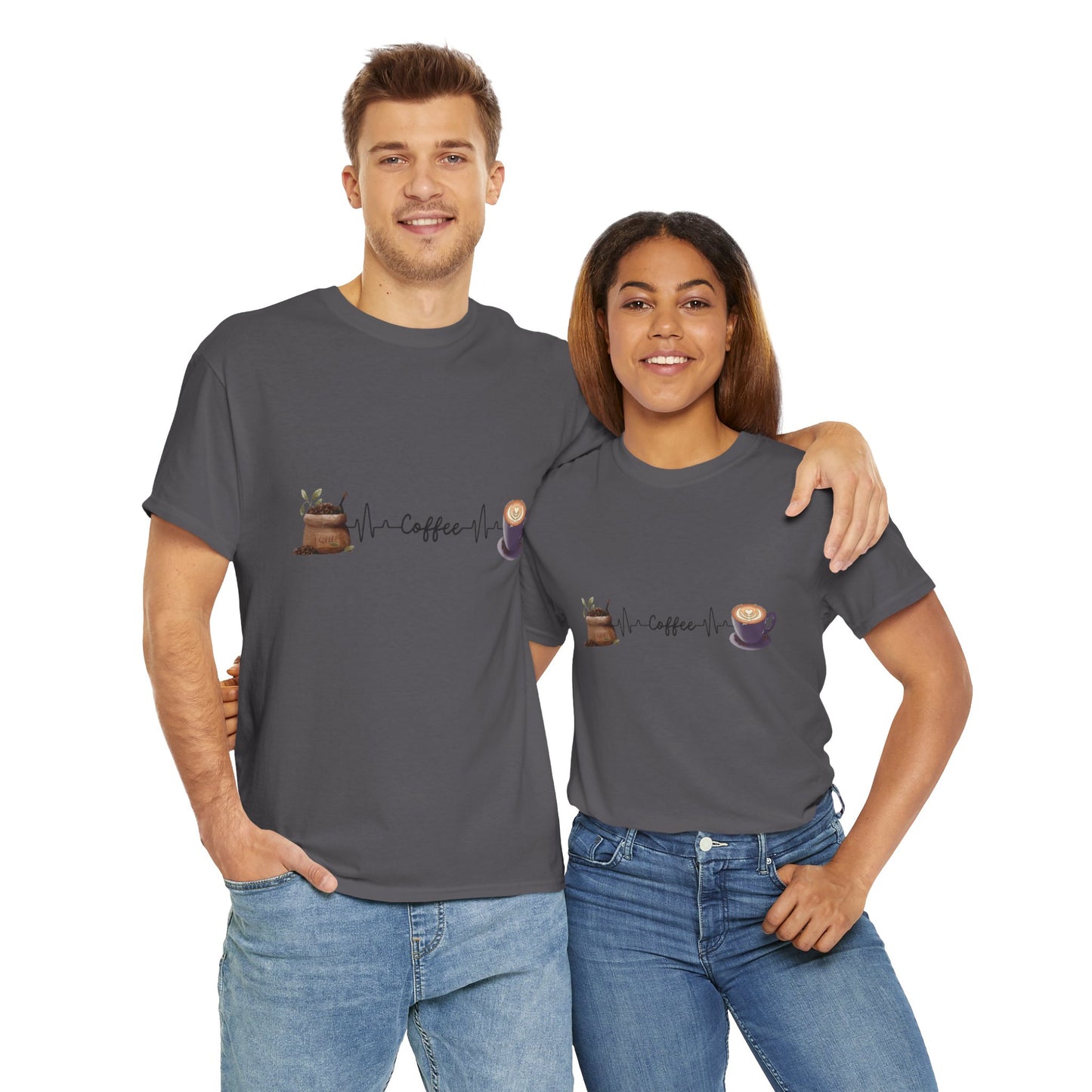 Coffee Lover Unisex Heavy Cotton Tee - Heartbeat Design