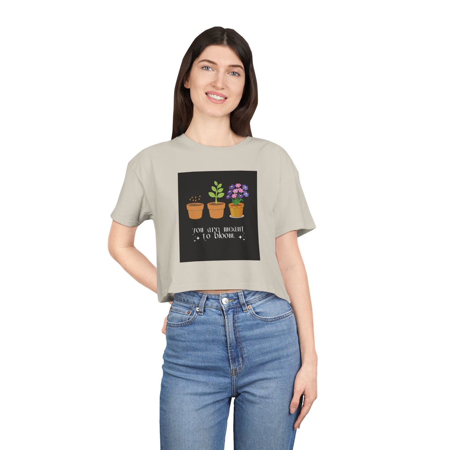 Plant Lover's Women's Crop Tee - "You Grow Bright to Bloom"