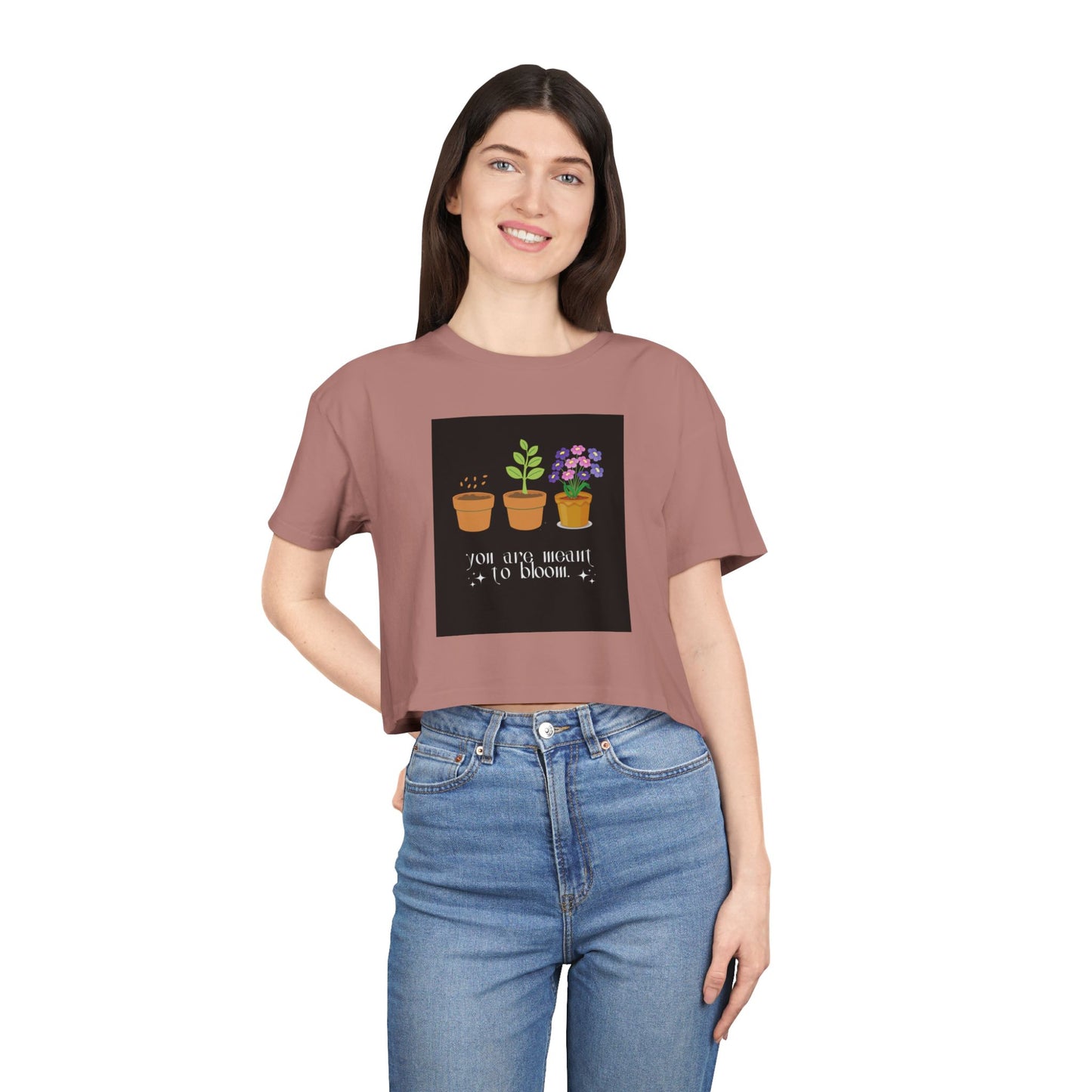 Plant Lover's Women's Crop Tee - "You Grow Bright to Bloom"