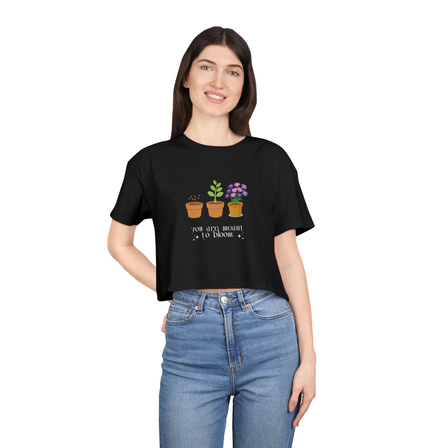 Plant Lover's Women's Crop Tee - "You Grow Bright to Bloom"