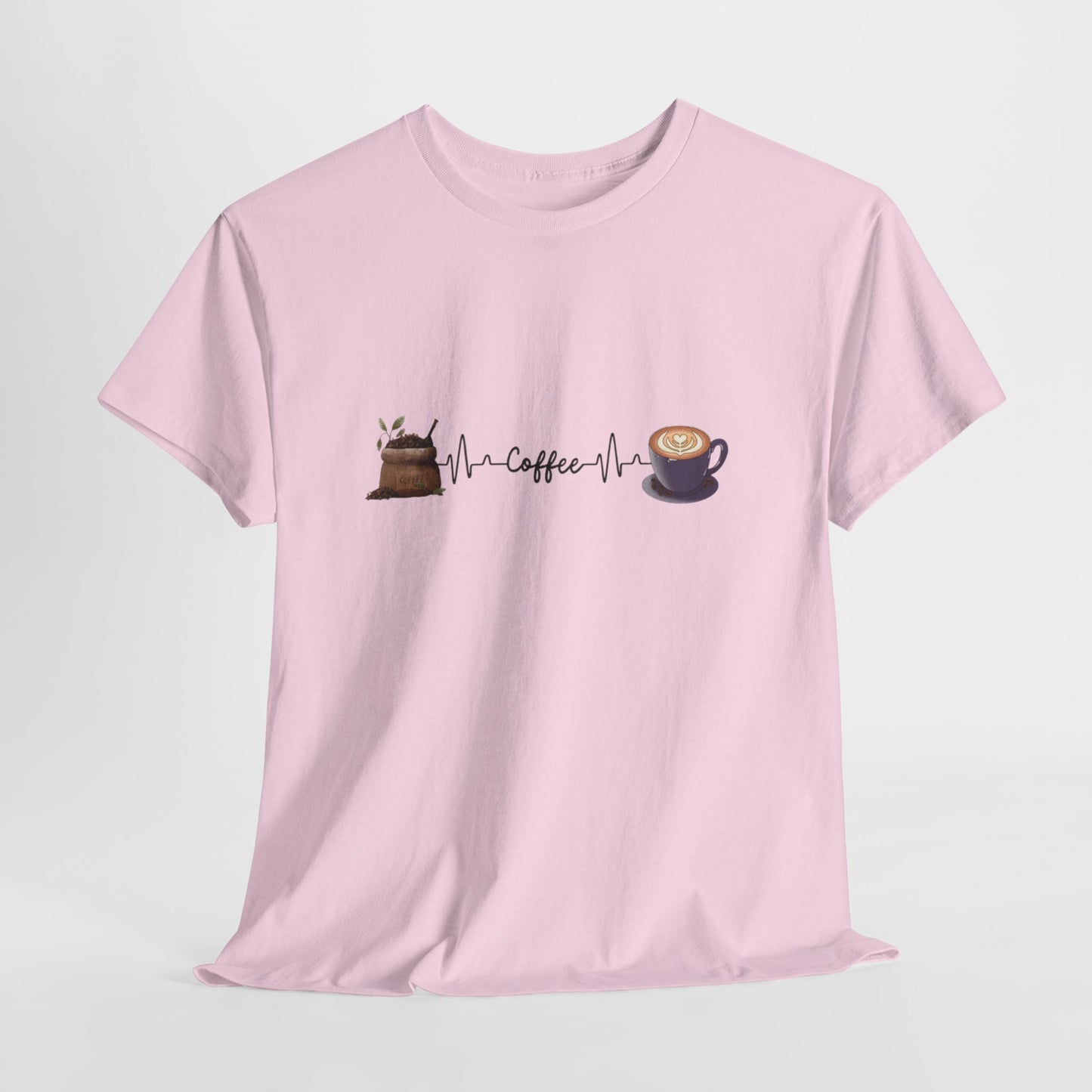 Coffee Lover Unisex Heavy Cotton Tee - Heartbeat Design
