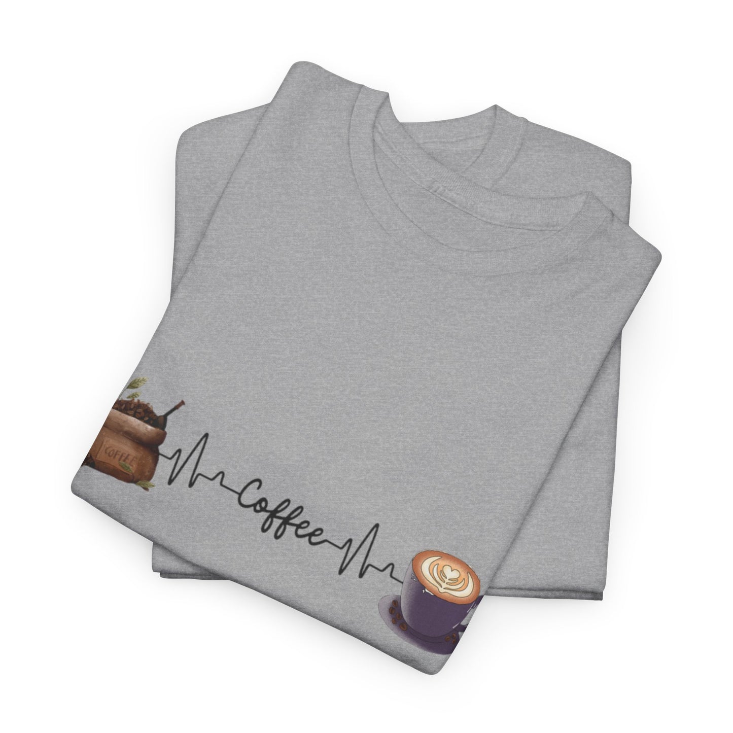 Coffee Lover Unisex Heavy Cotton Tee - Heartbeat Design