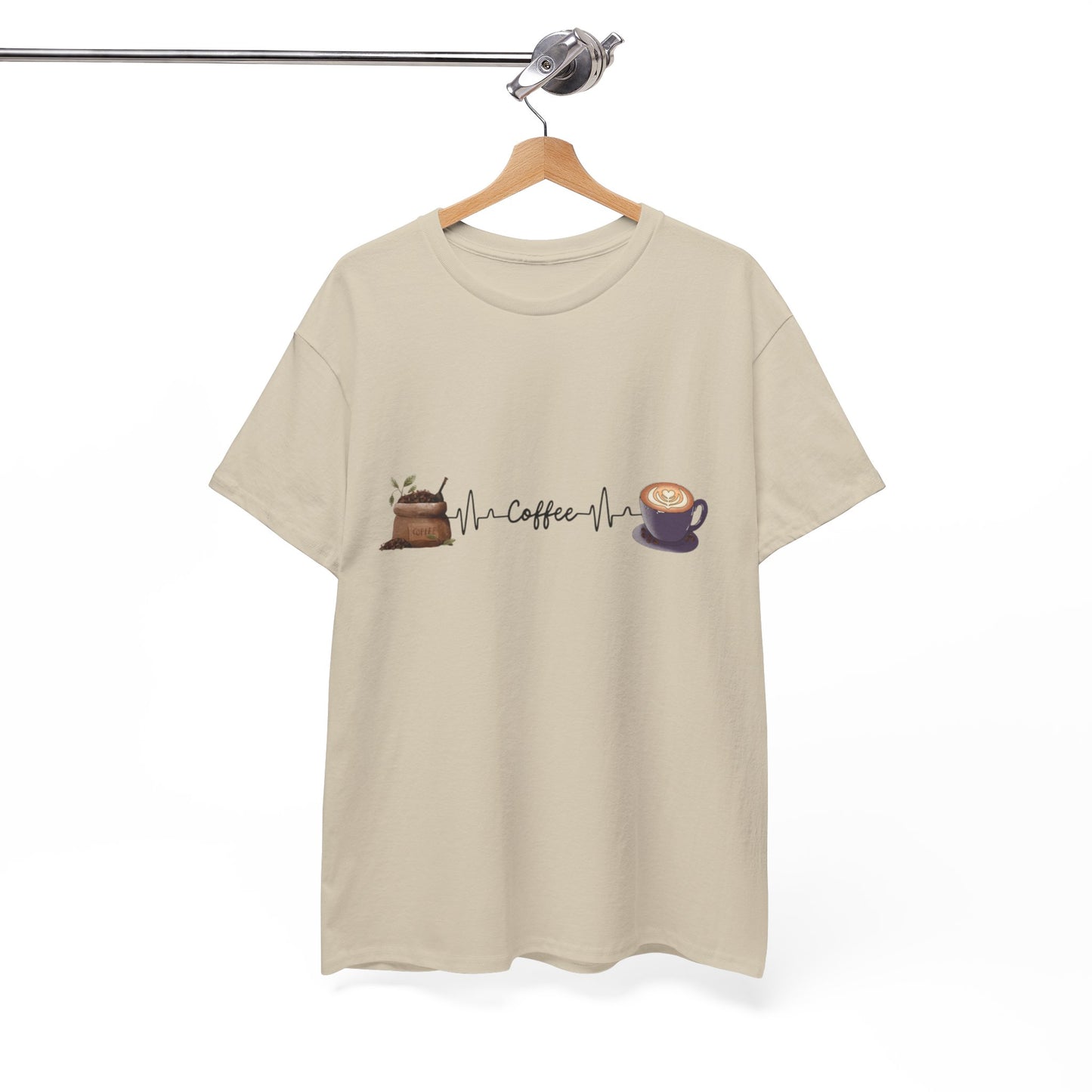 Coffee Lover Unisex Heavy Cotton Tee - Heartbeat Design