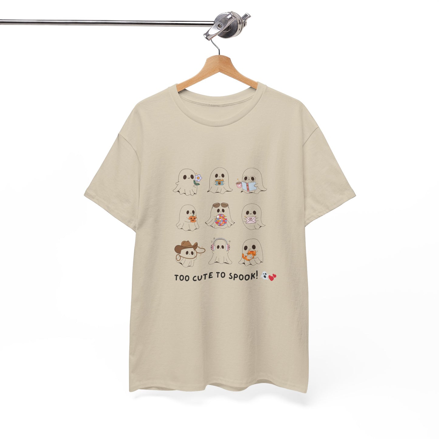 Cute Animal Graphic Tee - "Too Cute to Spook!" Unisex Heavy Cotton T-shirt