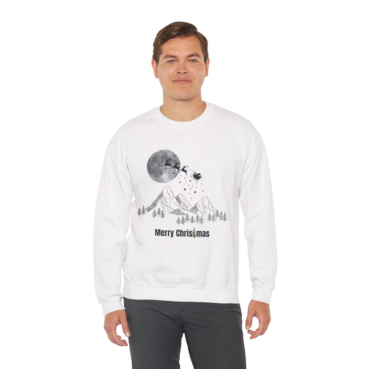 Merry Christmas Mountain Crewneck Sweatshirt