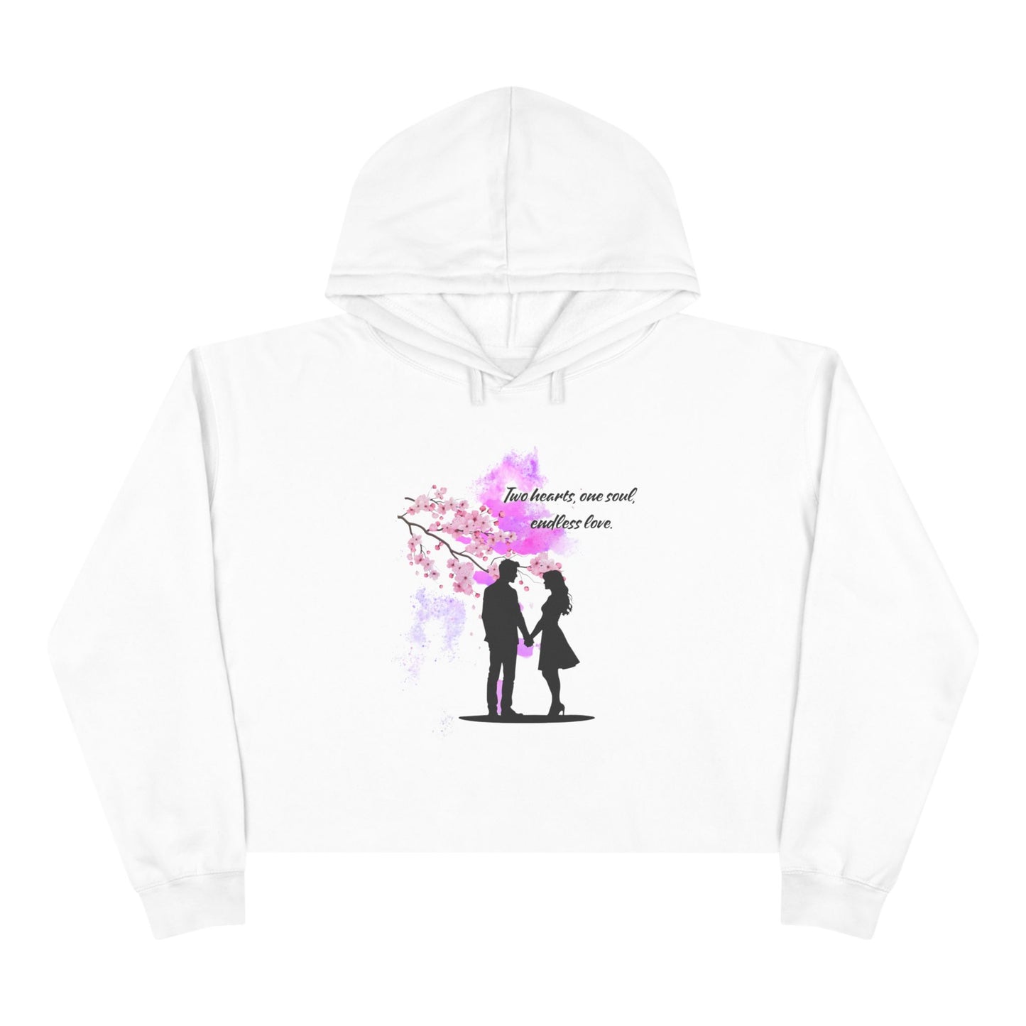 Romantic Crop Hoodie with Love Quote