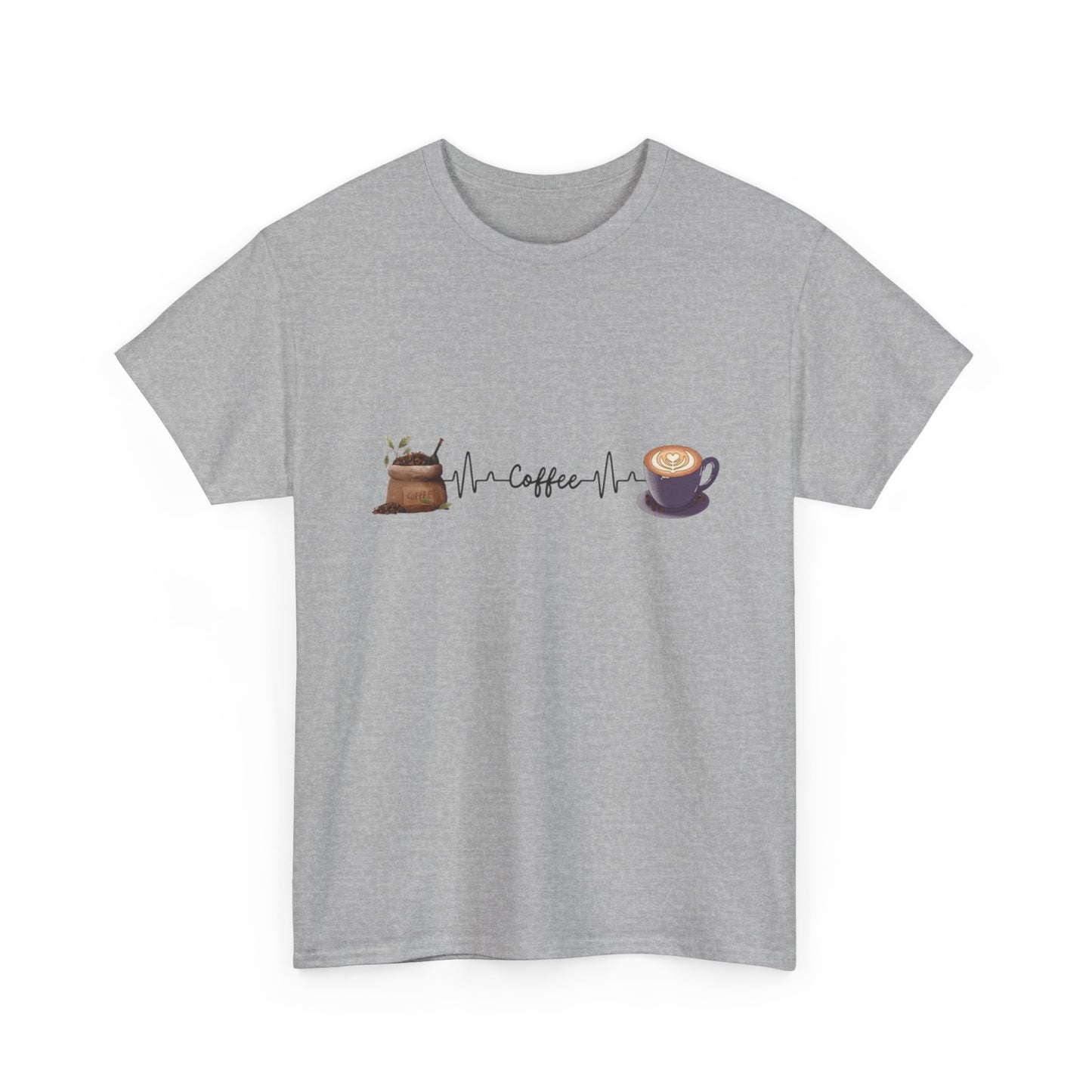 Coffee Lover Unisex Heavy Cotton Tee - Heartbeat Design