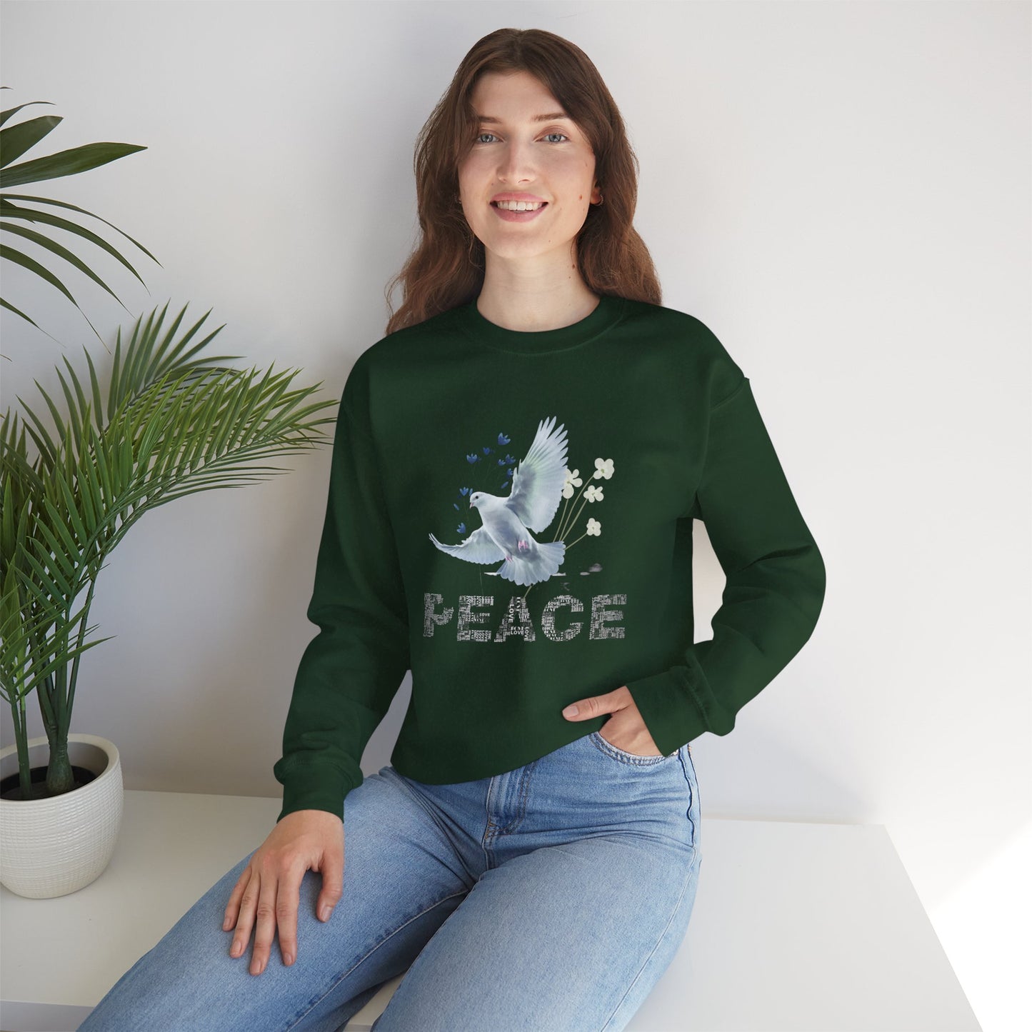 Peaceful Dove Crewneck Sweatshirt for Comfort and Harmony