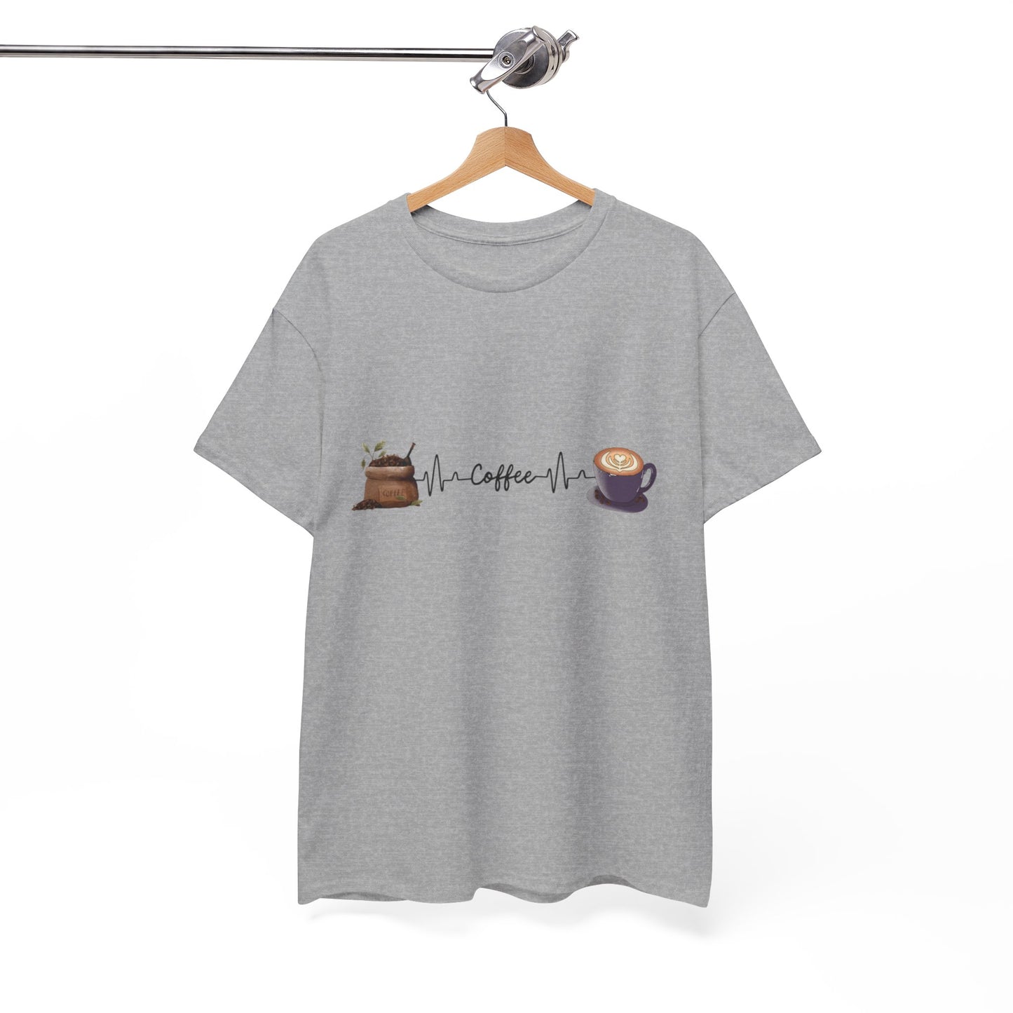 Coffee Lover Unisex Heavy Cotton Tee - Heartbeat Design