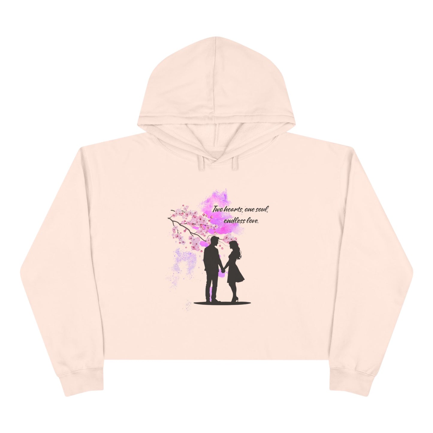 Romantic Crop Hoodie with Love Quote