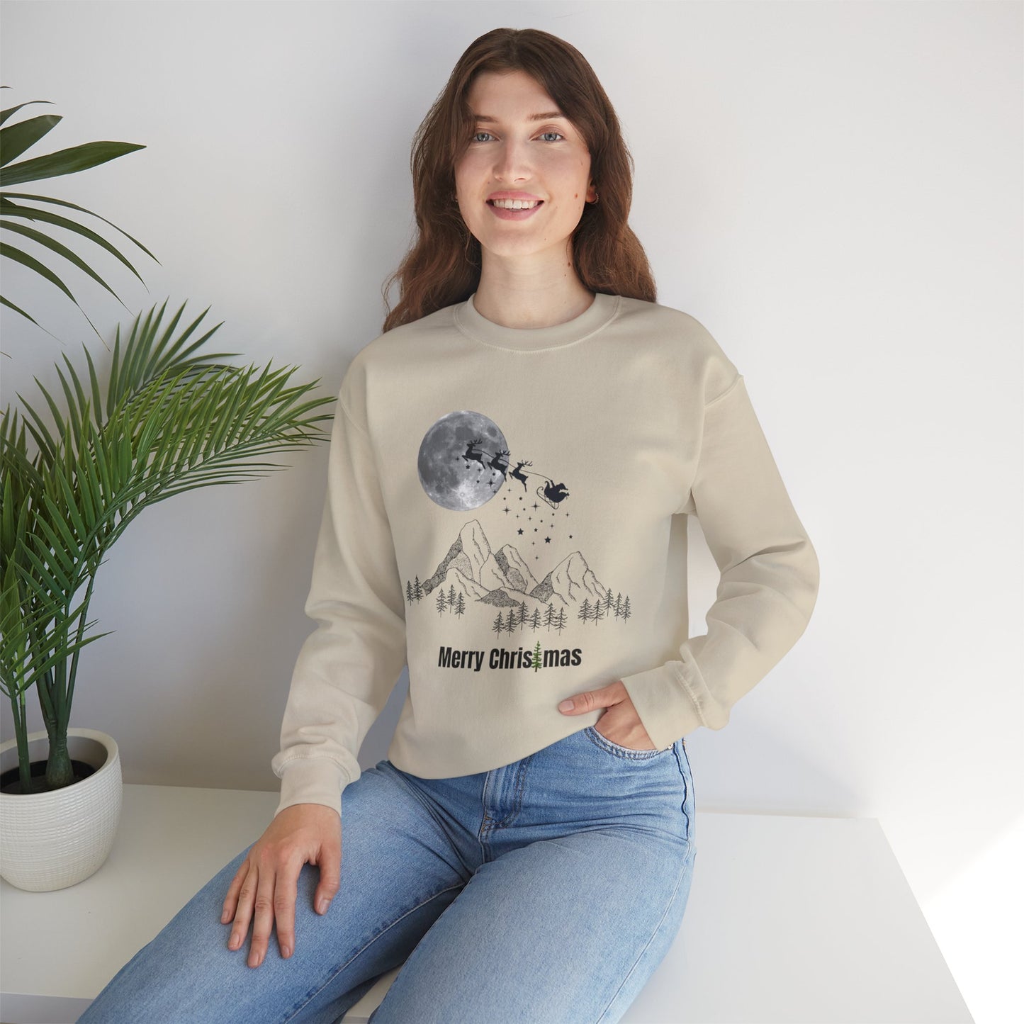 Merry Christmas Mountain Crewneck Sweatshirt