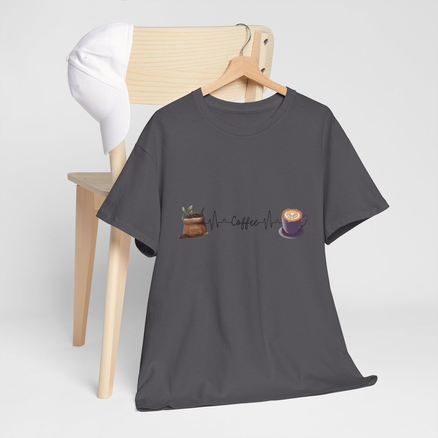 Coffee Lover Unisex Heavy Cotton Tee - Heartbeat Design