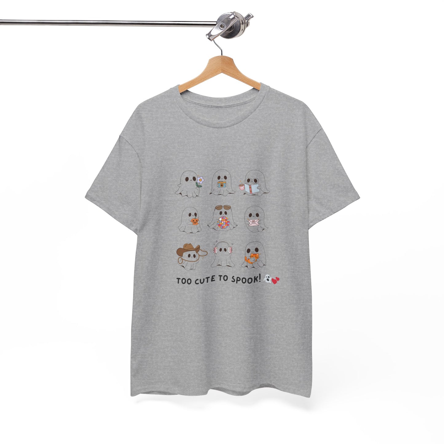 Cute Animal Graphic Tee - "Too Cute to Spook!" Unisex Heavy Cotton T-shirt
