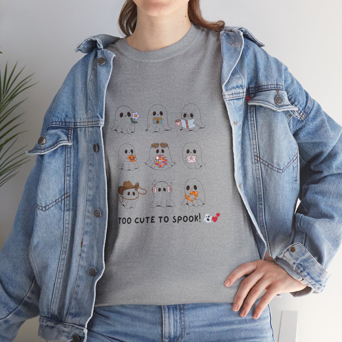 Cute Animal Graphic Tee - "Too Cute to Spook!" Unisex Heavy Cotton T-shirt