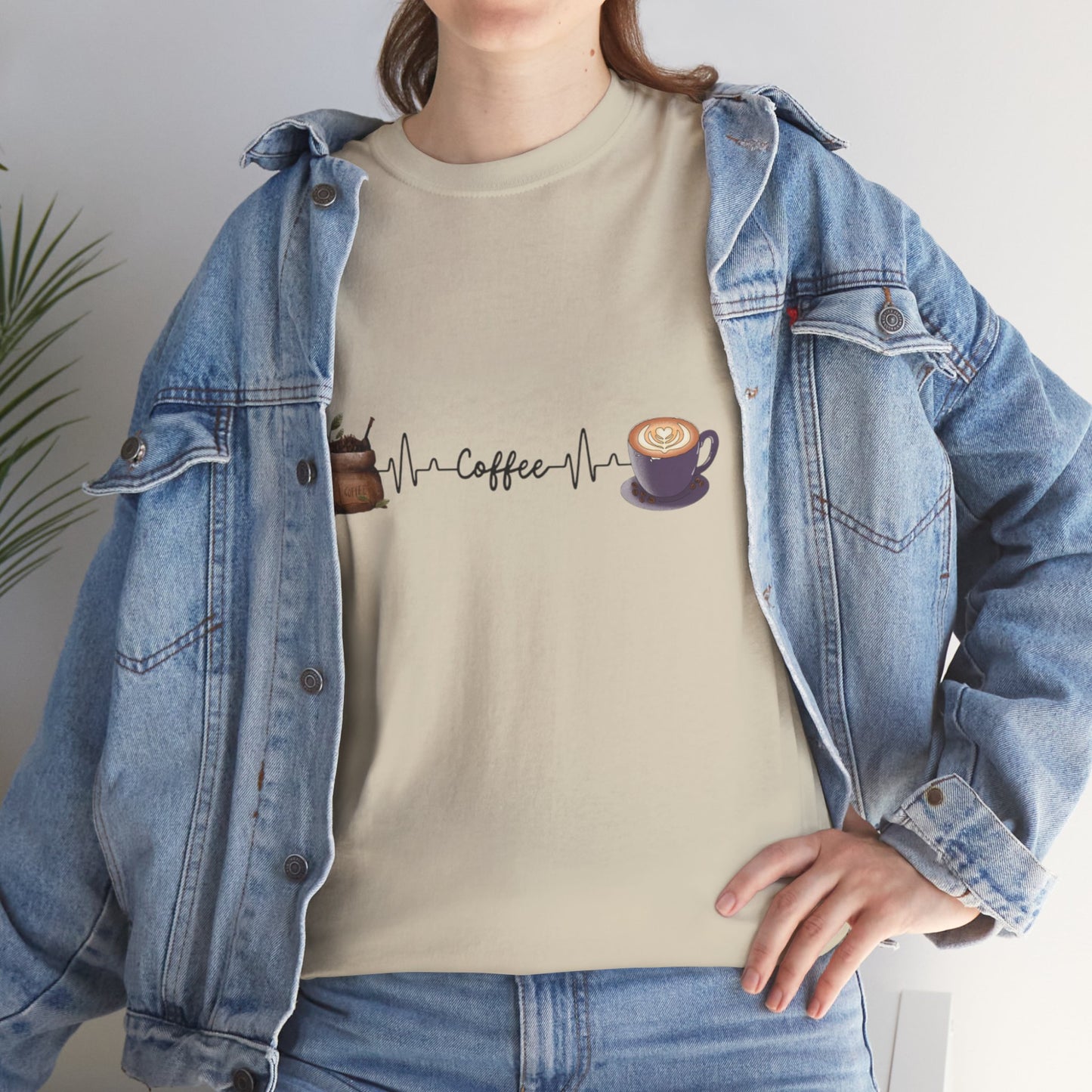 Coffee Lover Unisex Heavy Cotton Tee - Heartbeat Design