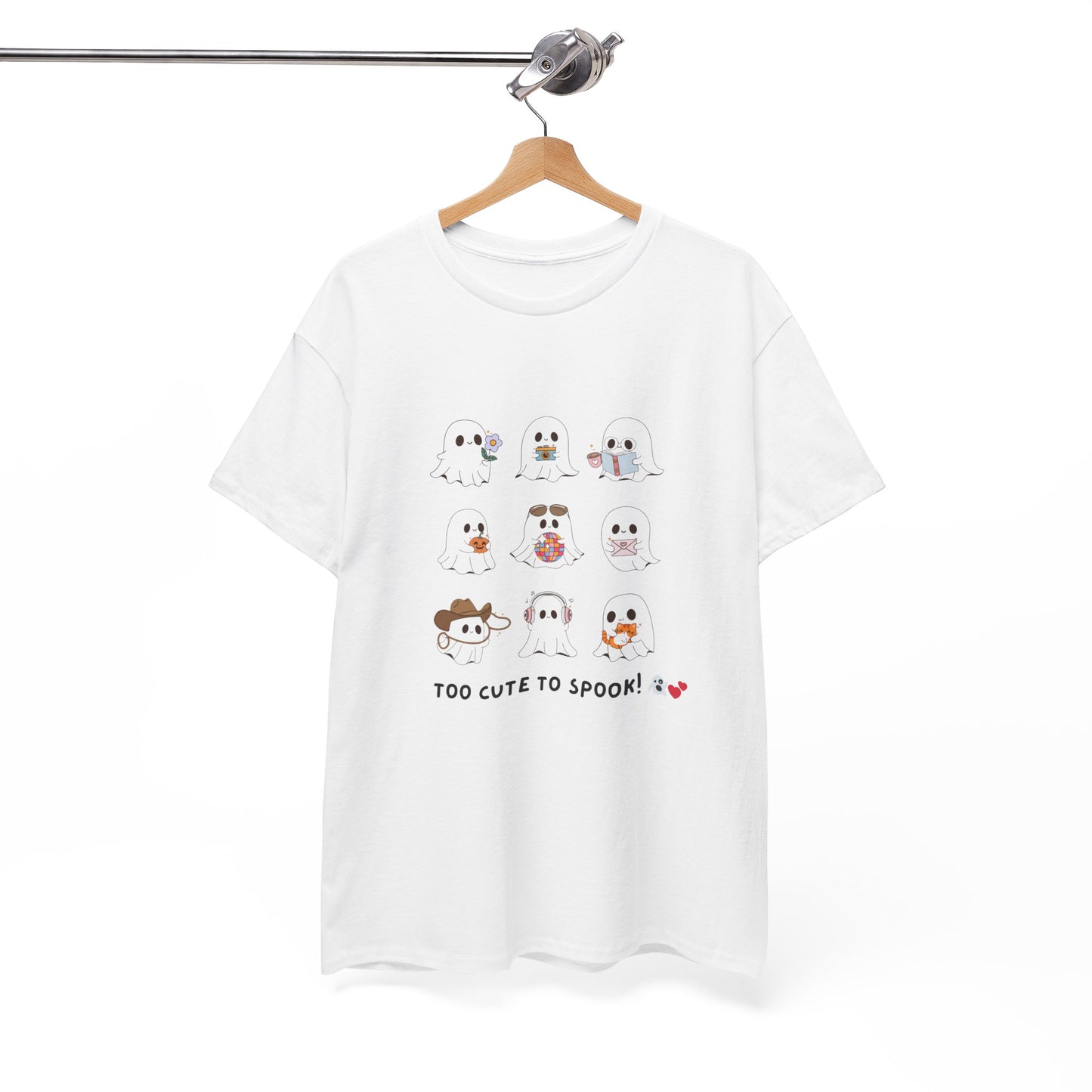 Cute Animal Graphic Tee - "Too Cute to Spook!" Unisex Heavy Cotton T-shirt
