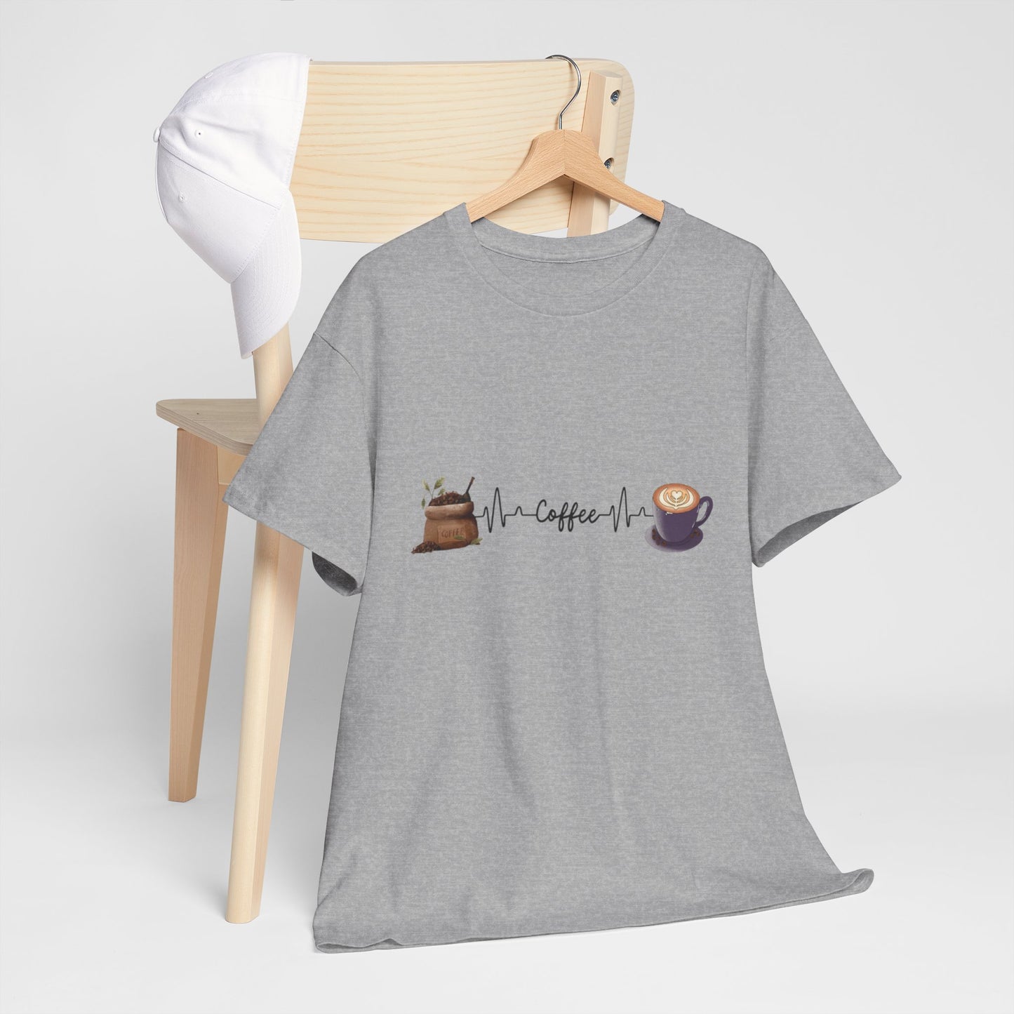Coffee Lover Unisex Heavy Cotton Tee - Heartbeat Design