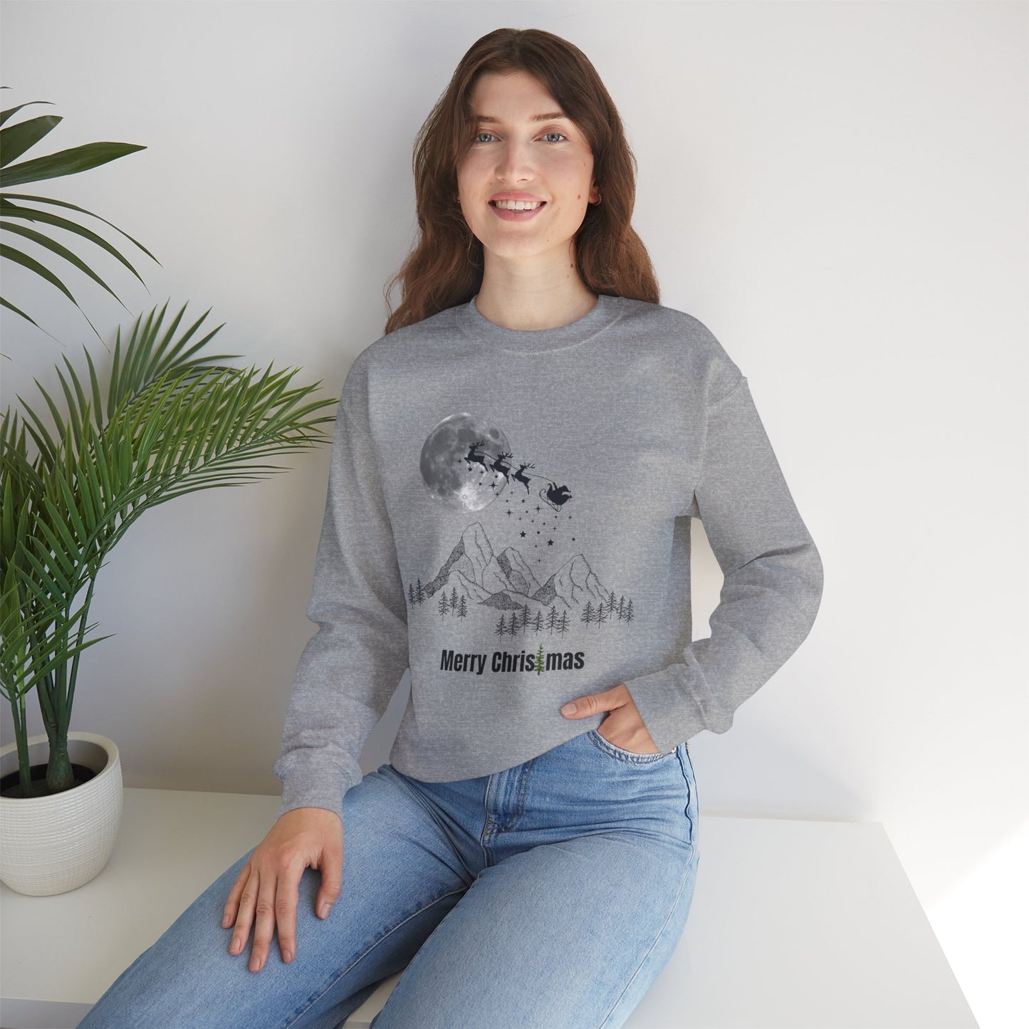 Merry Christmas Mountain Crewneck Sweatshirt