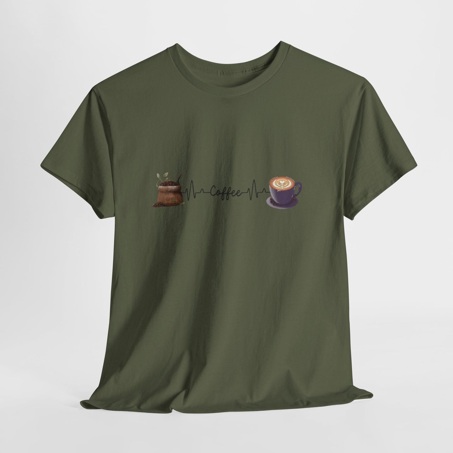 Coffee Lover Unisex Heavy Cotton Tee - Heartbeat Design