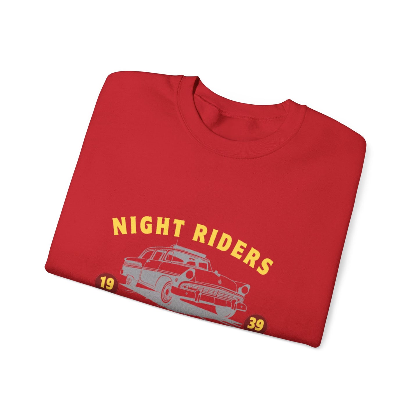 Night Riders Crewneck Sweatshirt - Vintage Car Design for Adventure Lovers