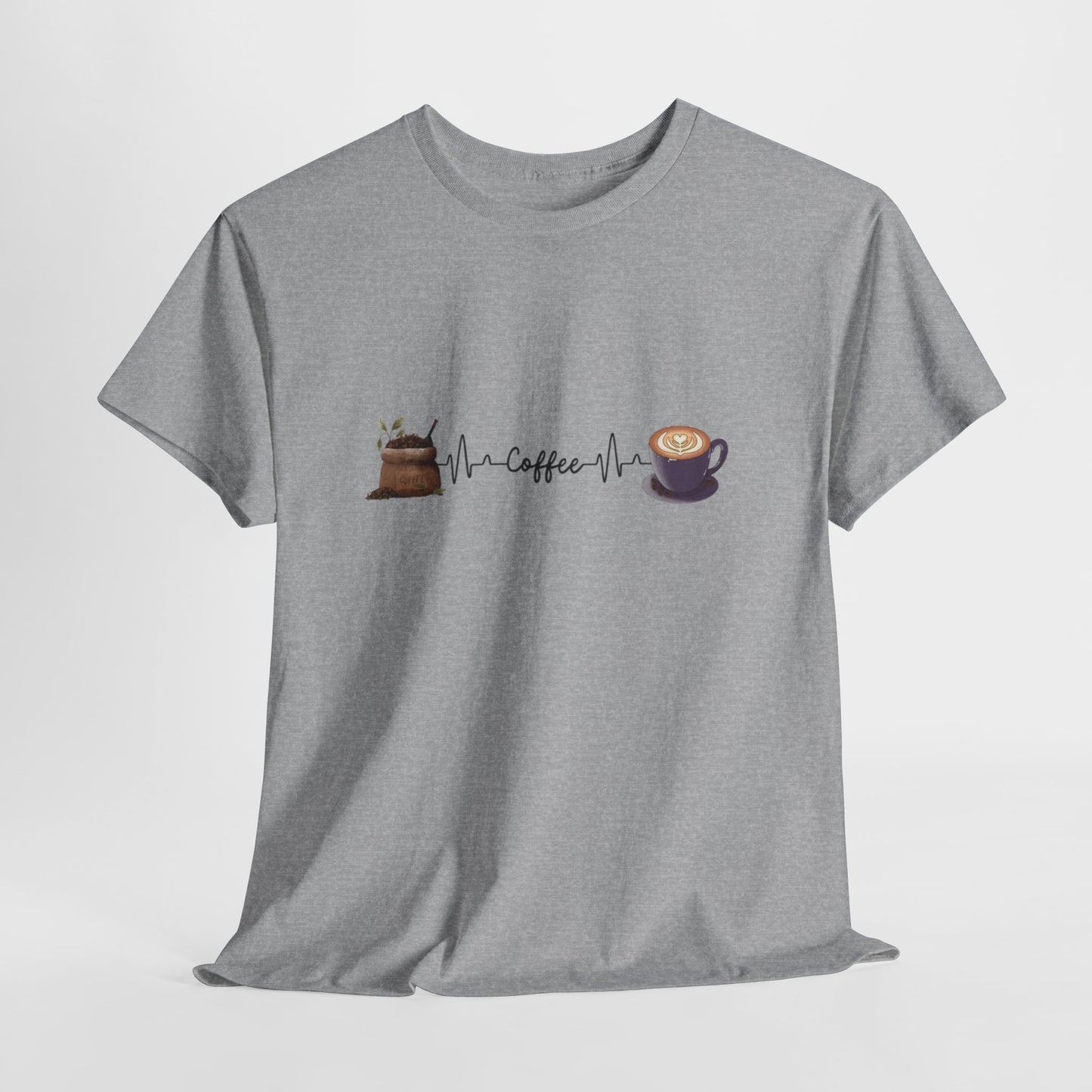 Coffee Lover Unisex Heavy Cotton Tee - Heartbeat Design
