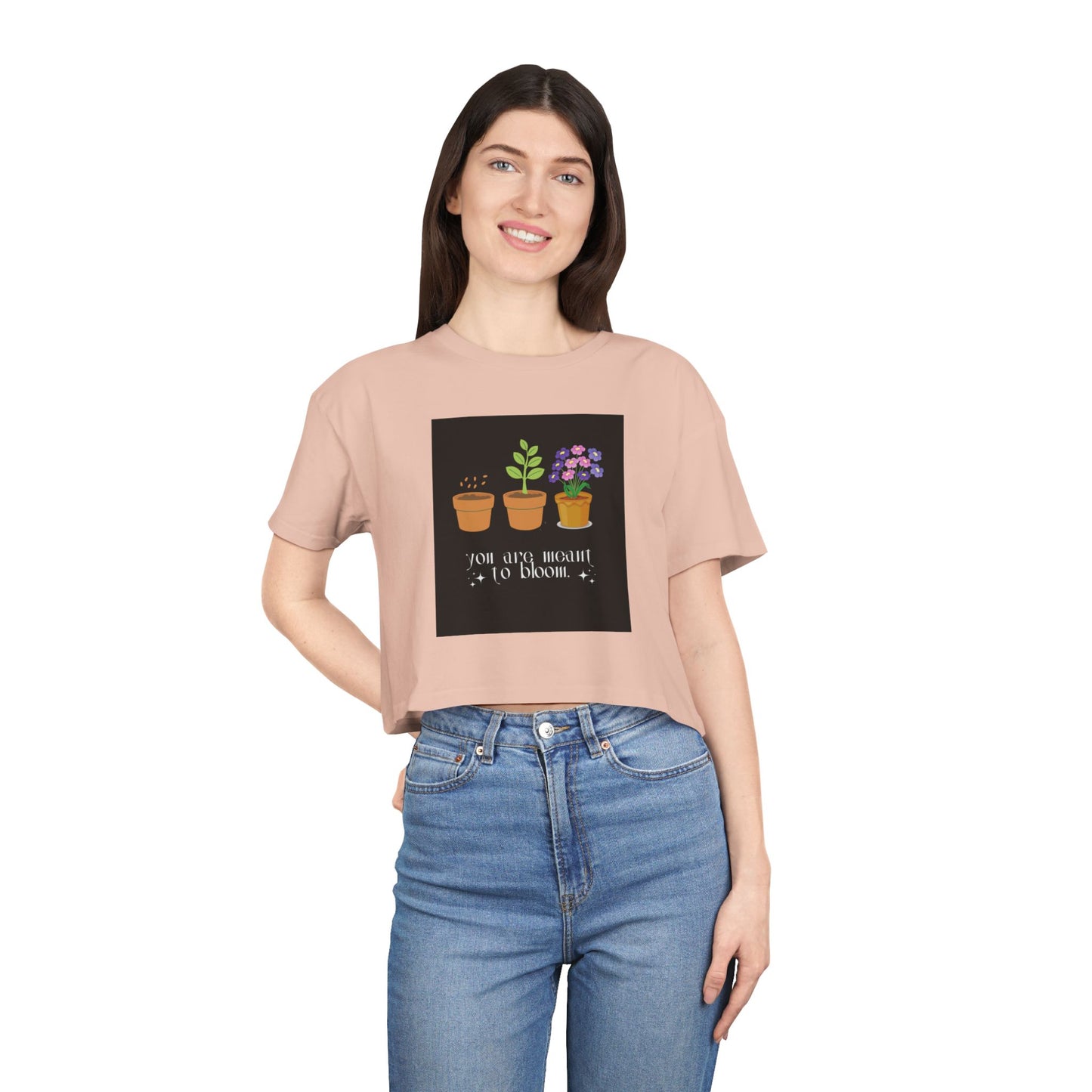 Plant Lover's Women's Crop Tee - "You Grow Bright to Bloom"